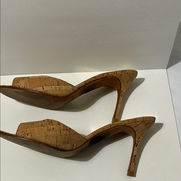 Manolo Blahnik Natural Cork Astuta Open Toe Slide Heels Size 39/8.5 - Picture 7 of 16